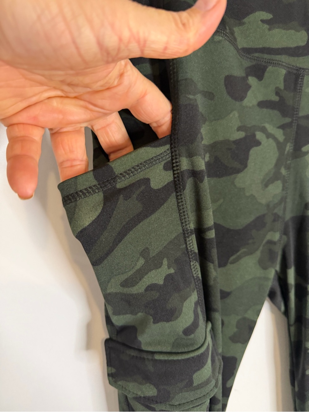 3/$20 Green Camo Leggings with Cargo Style Pockets - Picture 5 of 5